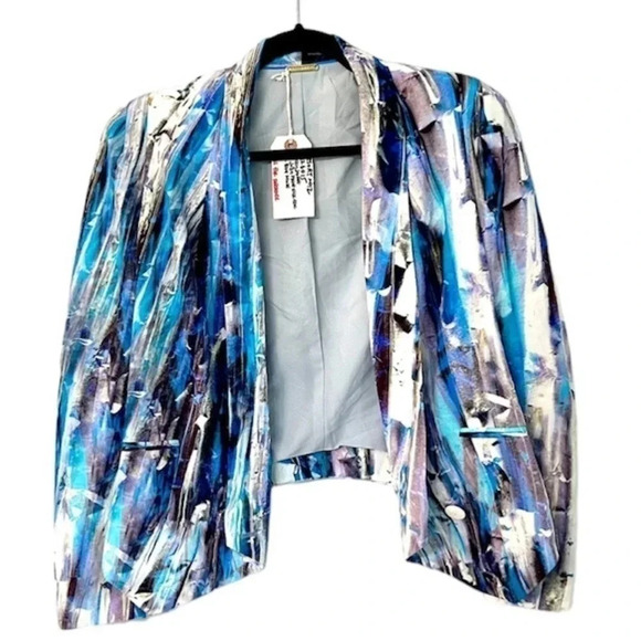 Rebecca Minkoff Becky Blazer Silk w/ Shawl Collar and Light Shoulder Pads Sz sm - Picture 3 of 15